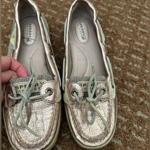 Sperry rose gold boat shoe